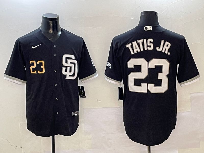 Men San Diego Padres 23 Tatis jr Black Jointly Name Game Nike 2025 MLB Jersey style 3